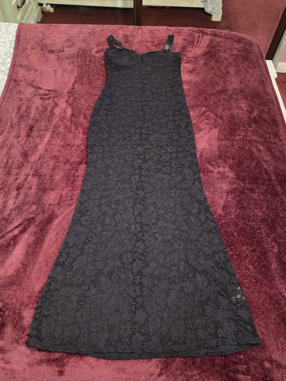 SHEIN Black Lace Maxi Dress with Straps